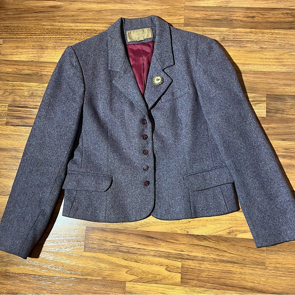 Vintage 70’s Wool Blazer Jacket Vintage 70’s Jacket Needlepoint Purple Jacket